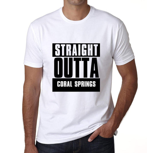 Straight Outta Coral Springs Mens Short Sleeve Round Neck T-Shirt 00027 - White / S - Casual