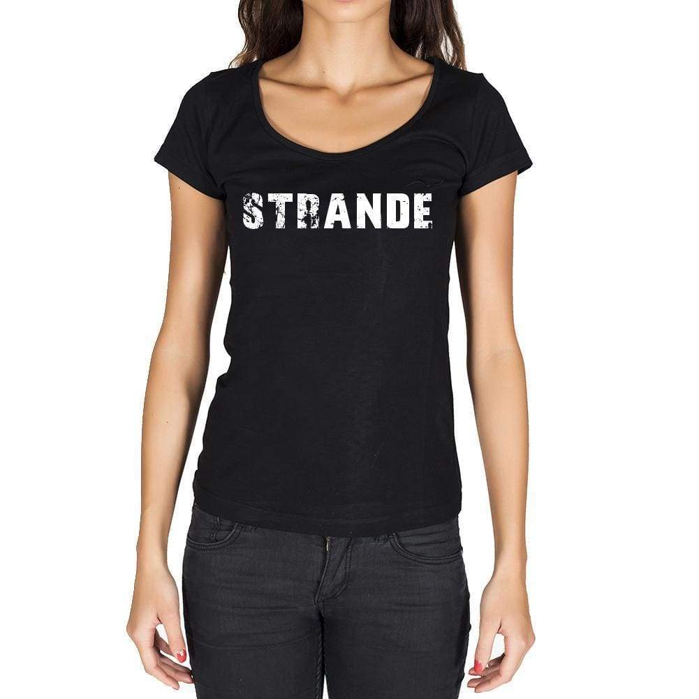 Strande German Cities Black Womens Short Sleeve Round Neck T-Shirt 00002 - Casual