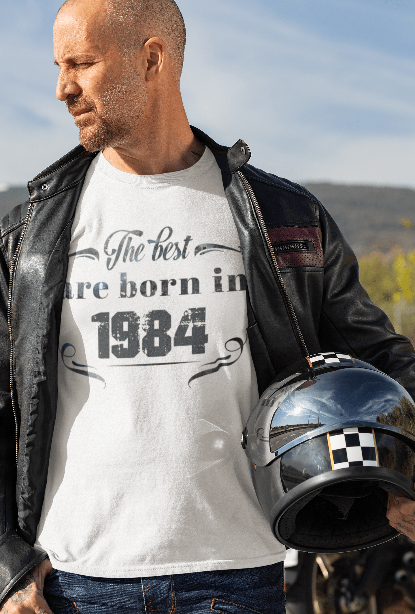 The Best are Born in 1984 Men's T-shirt Blanc Anniversaire Cadeau 00398