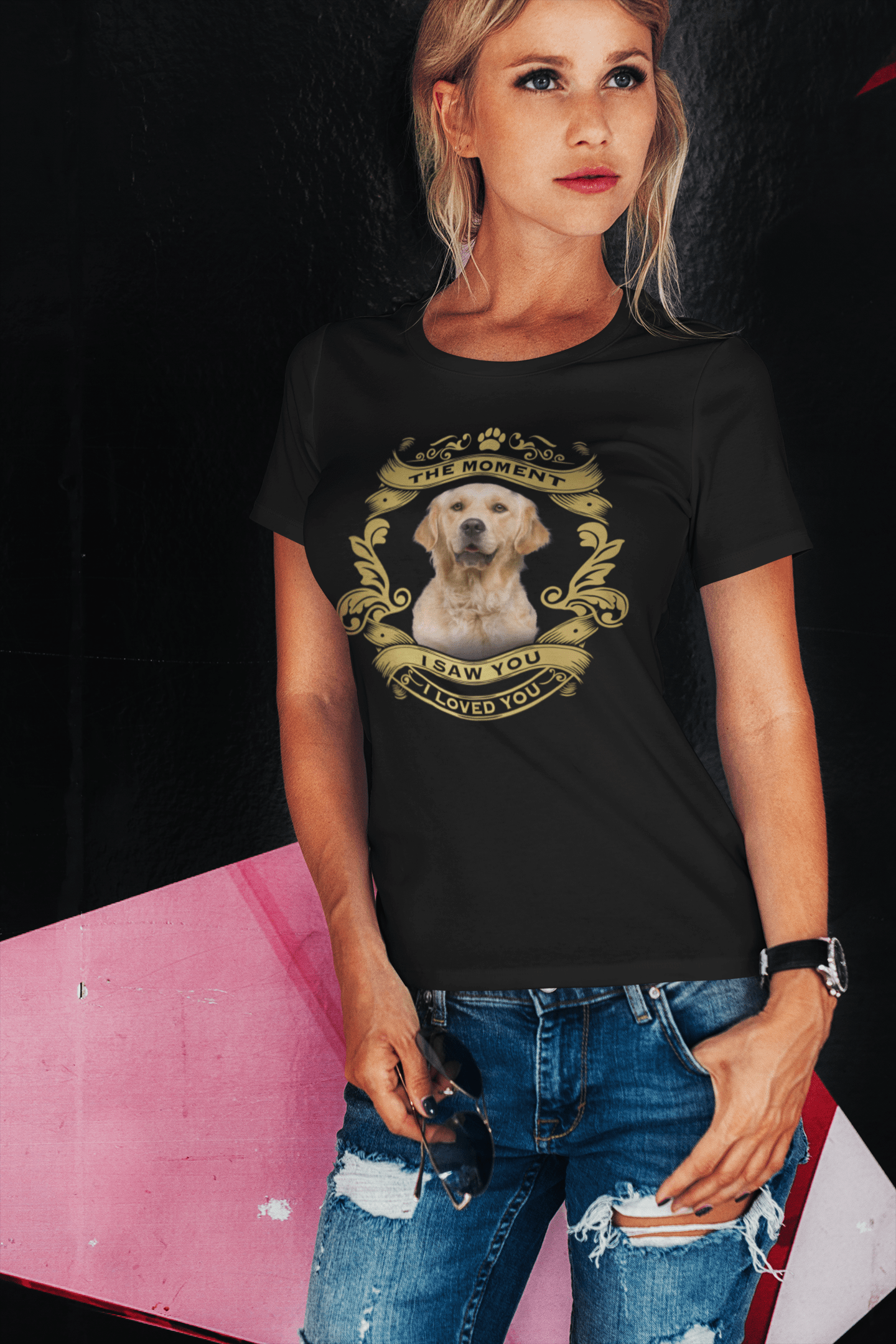 ULTRABASIC Damen Bio-T-Shirt Golden Retriever Hund – Moment I Saw You I Loved You Welpen-T-Shirt für Damen