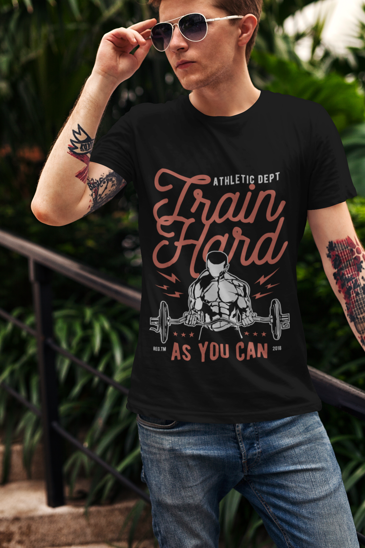 ULTRABASIC Herren-T-Shirt Train Hard As You Can – Motivations-T-Shirt für sportliches Fitnessstudio