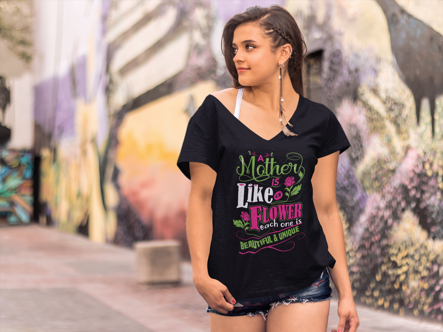 ULTRABASIC T-shirt fantaisie pour femme Une mère est comme une fleur – T-shirt à manches courtes