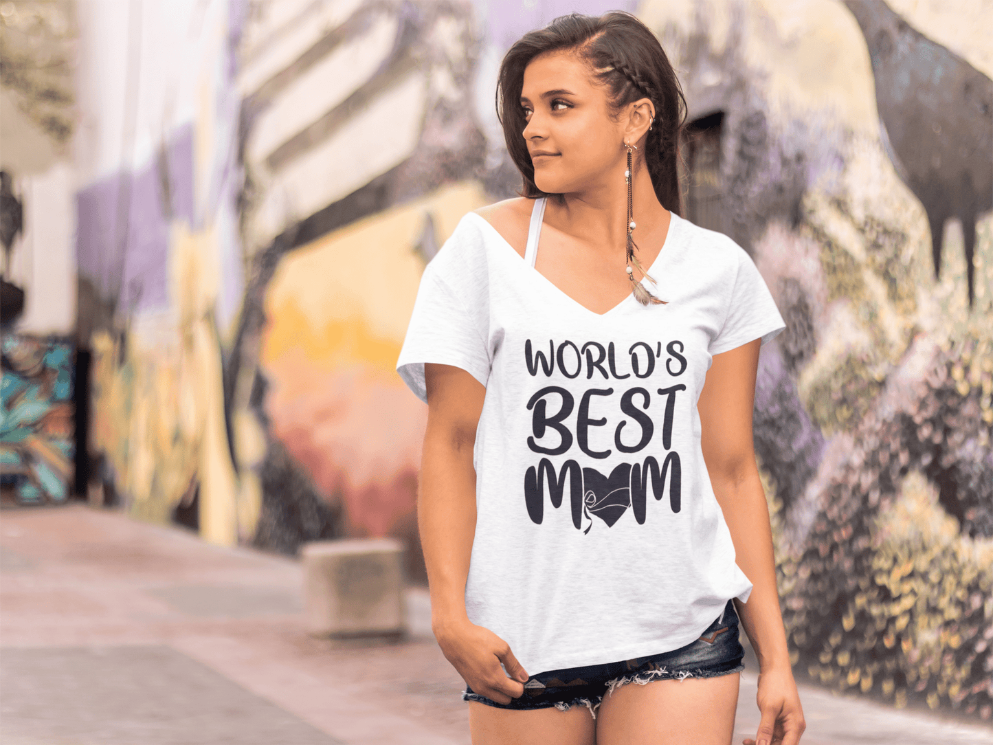 ULTRABASIC Damen T-Shirt World's Best Mom – Heart Mother T-Shirt Tops