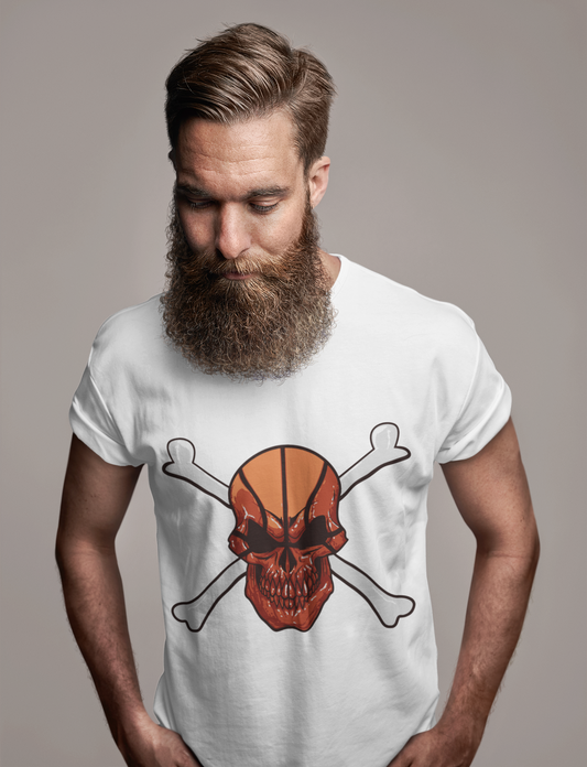 ULTRABASIC Herren-Grafik-T-Shirt – Angry Skull With Crossbones Shirt für Männer