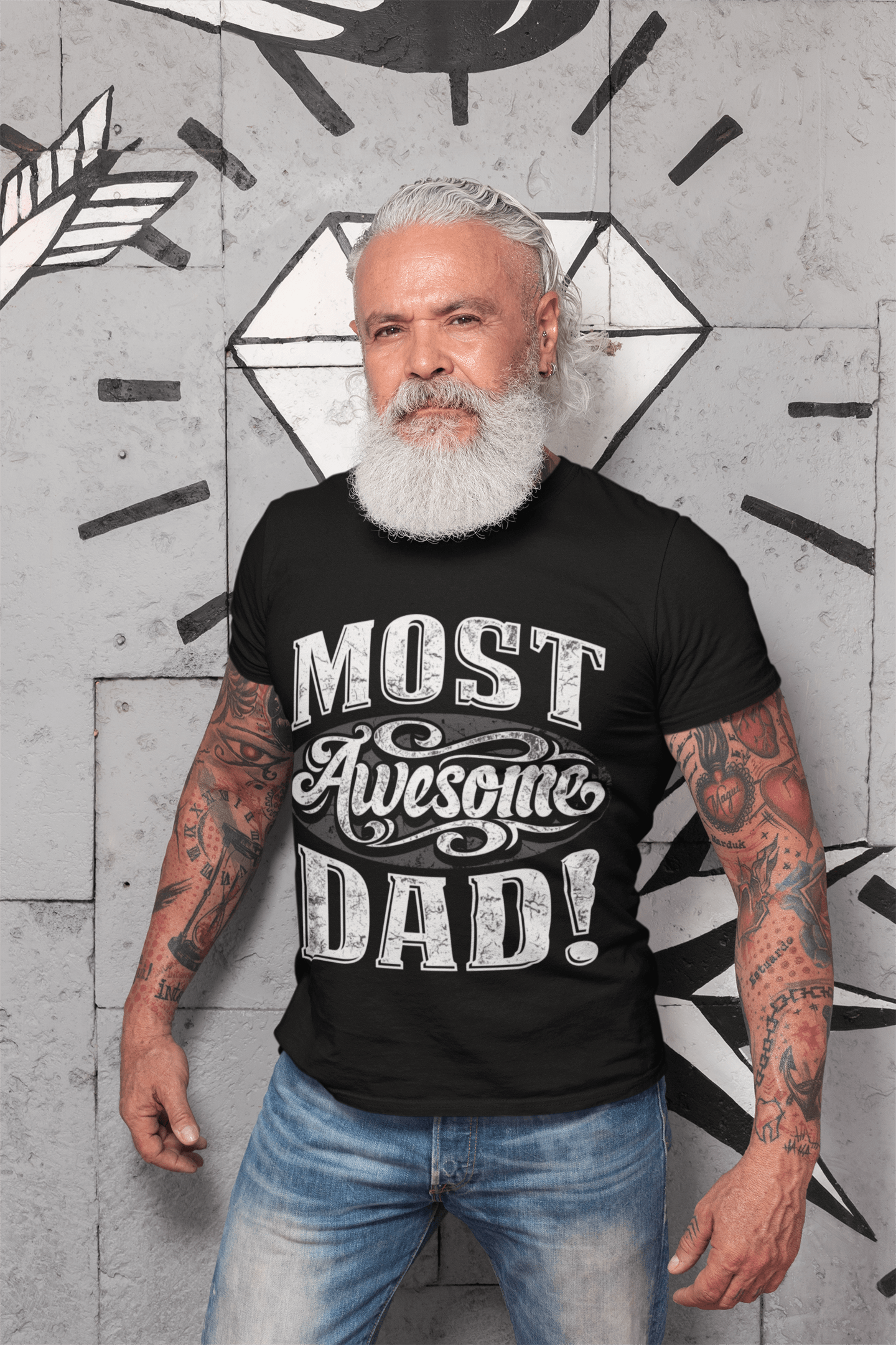 ULTRABASIC Men's T-Shirt Most Awesome Dad Father's Day Vintage Casual Fabulous Gift