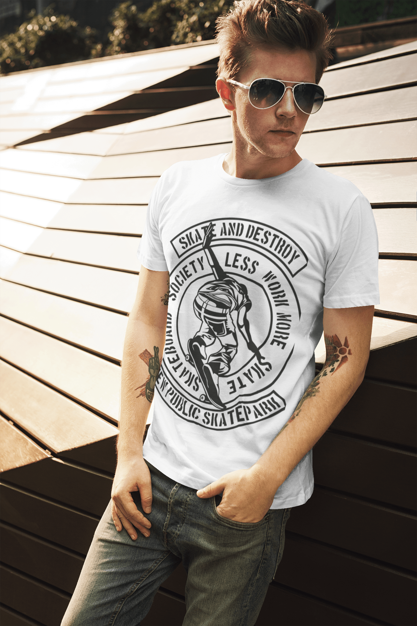 ULTRABASIC Herren Grafik-T-Shirt Skate and Destroy – Skateboard-T-Shirt