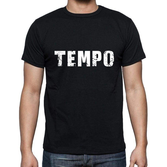 Tempo Mens Short Sleeve Round Neck T-Shirt 5 Letters Black Word 00006 - Casual