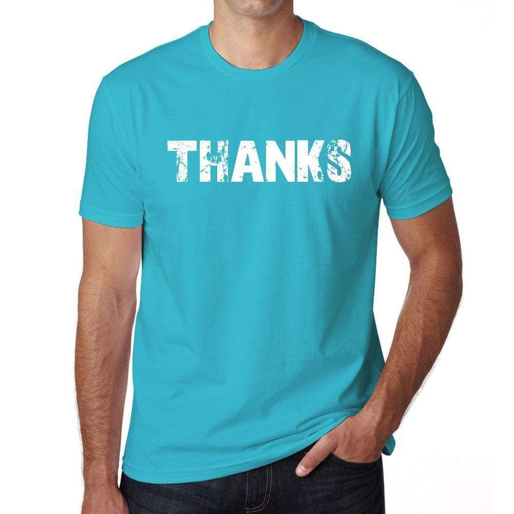Thanks Mens Short Sleeve Round Neck T-Shirt - Blue / S - Casual