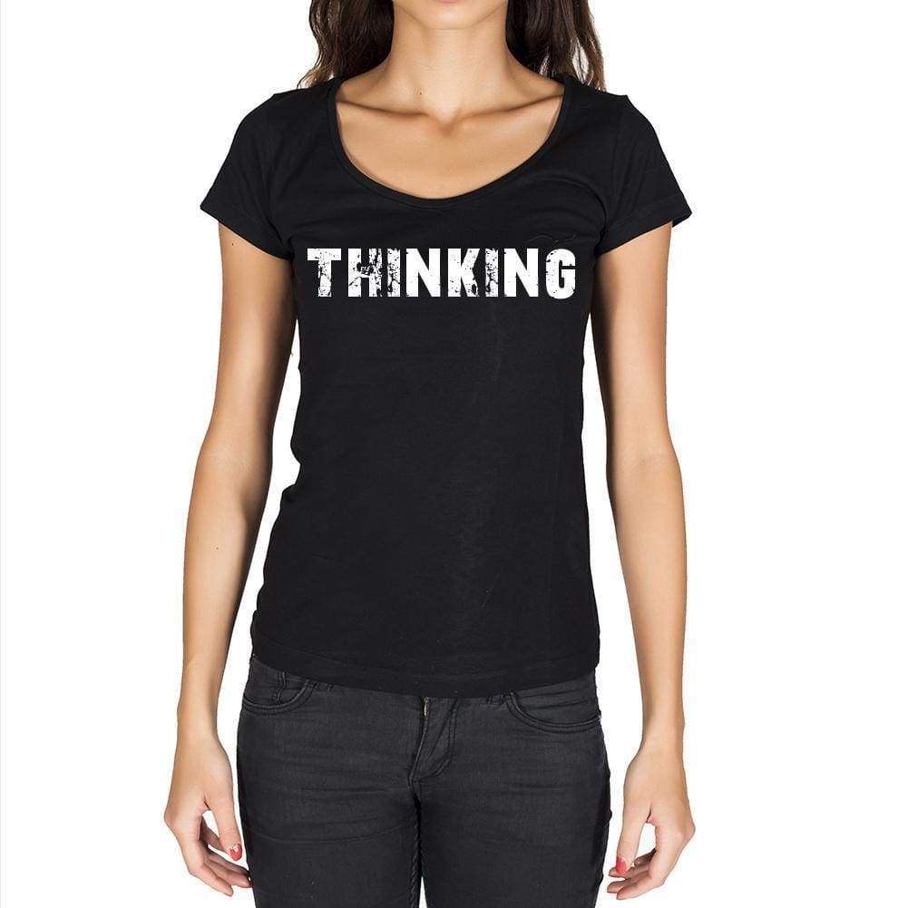 Thinking Womens Short Sleeve Round Neck T-Shirt - Casual