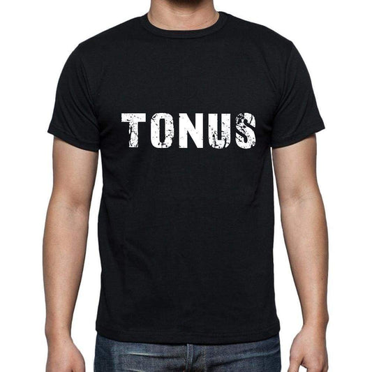 Tonus Mens Short Sleeve Round Neck T-Shirt 5 Letters Black Word 00006 - Casual