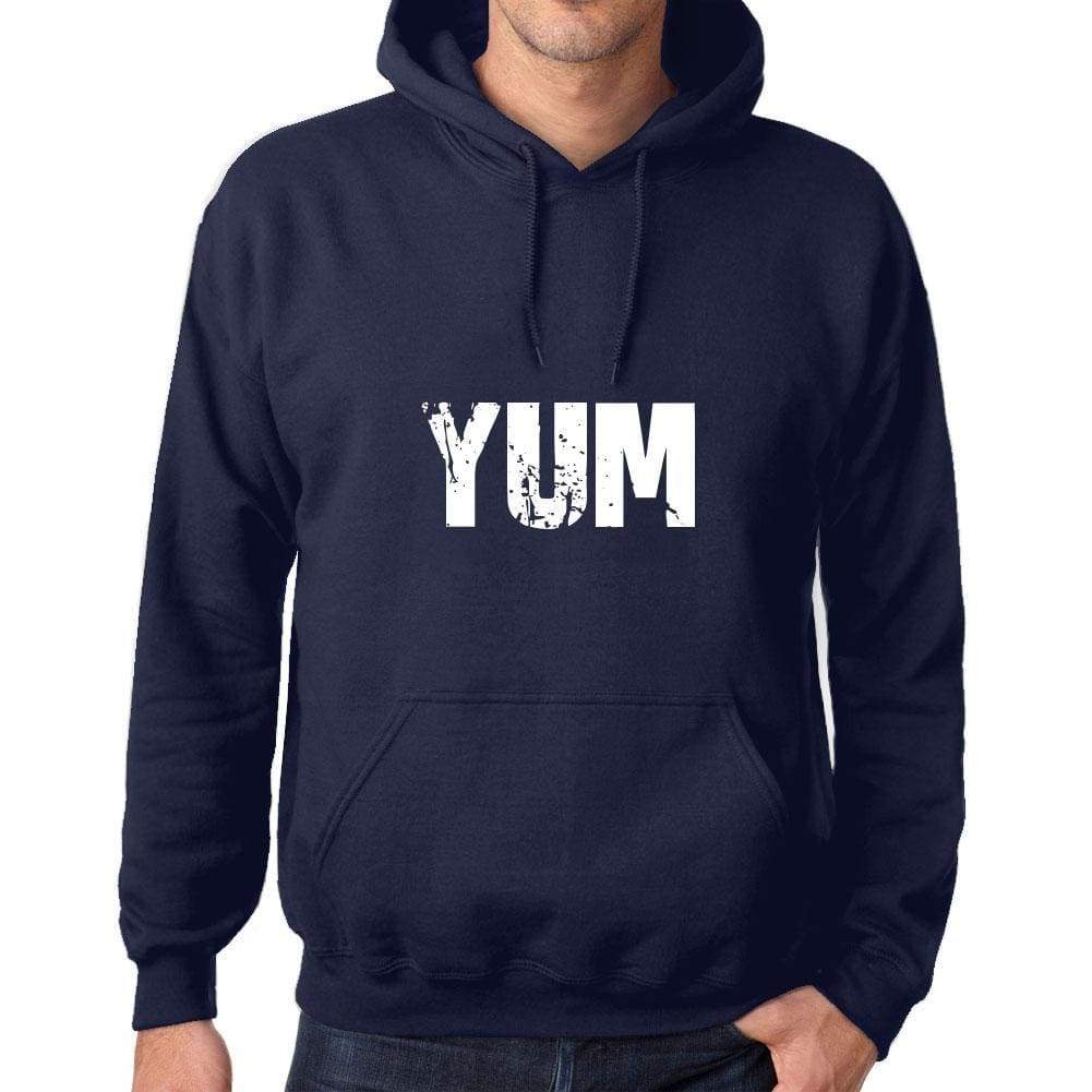 Unisex Printed Graphic Cotton Hoodie Popular Words Yum French Navy - French Navy / Xs / Cotton - Hoodies