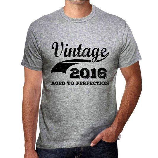 Vintage Aged To Perfection 2016 Grey Mens Short Sleeve Round Neck T-Shirt Gift T-Shirt 00346 - Grey / S - Casual