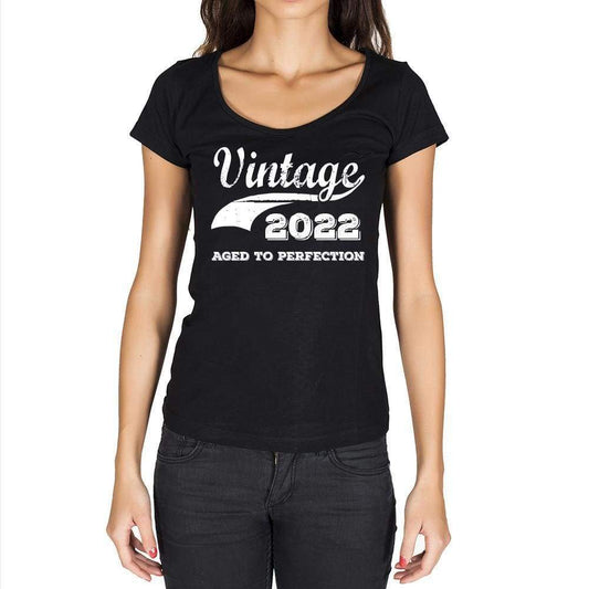 Vintage Aged To Perfection 2022 Black Womens Short Sleeve Round Neck T-Shirt Gift T-Shirt 00345 - Black / Xs - Casual