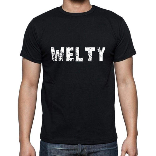 Welty Mens Short Sleeve Round Neck T-Shirt 5 Letters Black Word 00006 - Casual