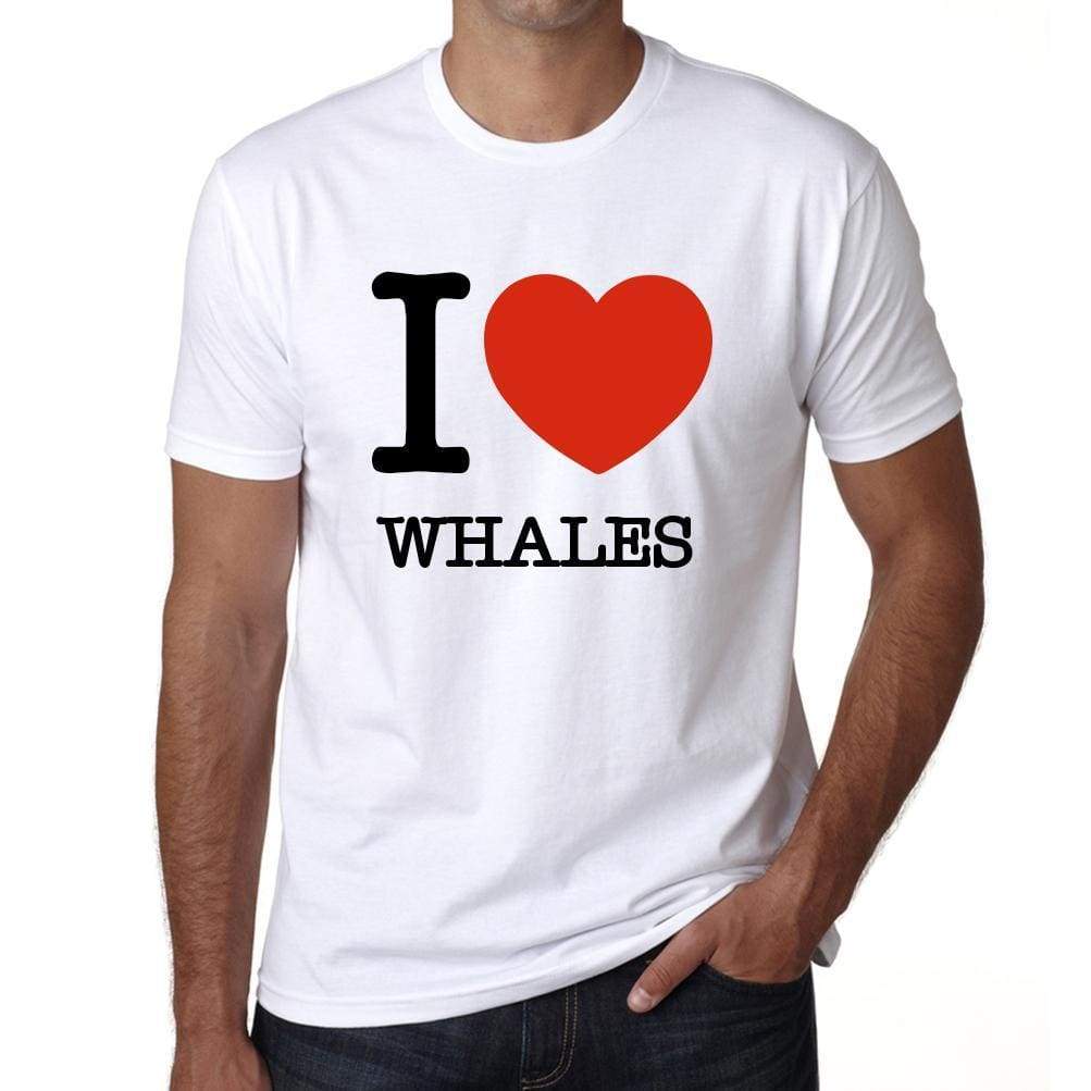 Whales I Love Animals White Mens Short Sleeve Round Neck T-Shirt 00064 - White / S - Casual