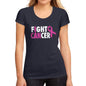 Womens Graphic T-Shirt I Can Fight Cancer French Navy - French Navy / S / Cotton - T-Shirt