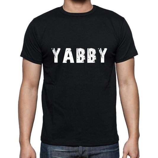 Yabby Mens Short Sleeve Round Neck T-Shirt 5 Letters Black Word 00006 - Casual